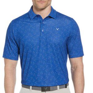 Callaway Mens All Over Textured Short Sleeve Polo Shirt GALAXY BLUE
